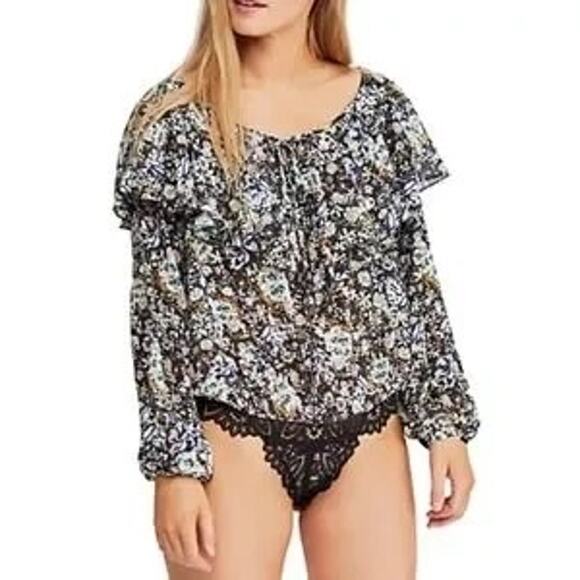 Free People Tops - Free People Intimately Say It To Me Floral Print Bodysuit Black Combo Size XS